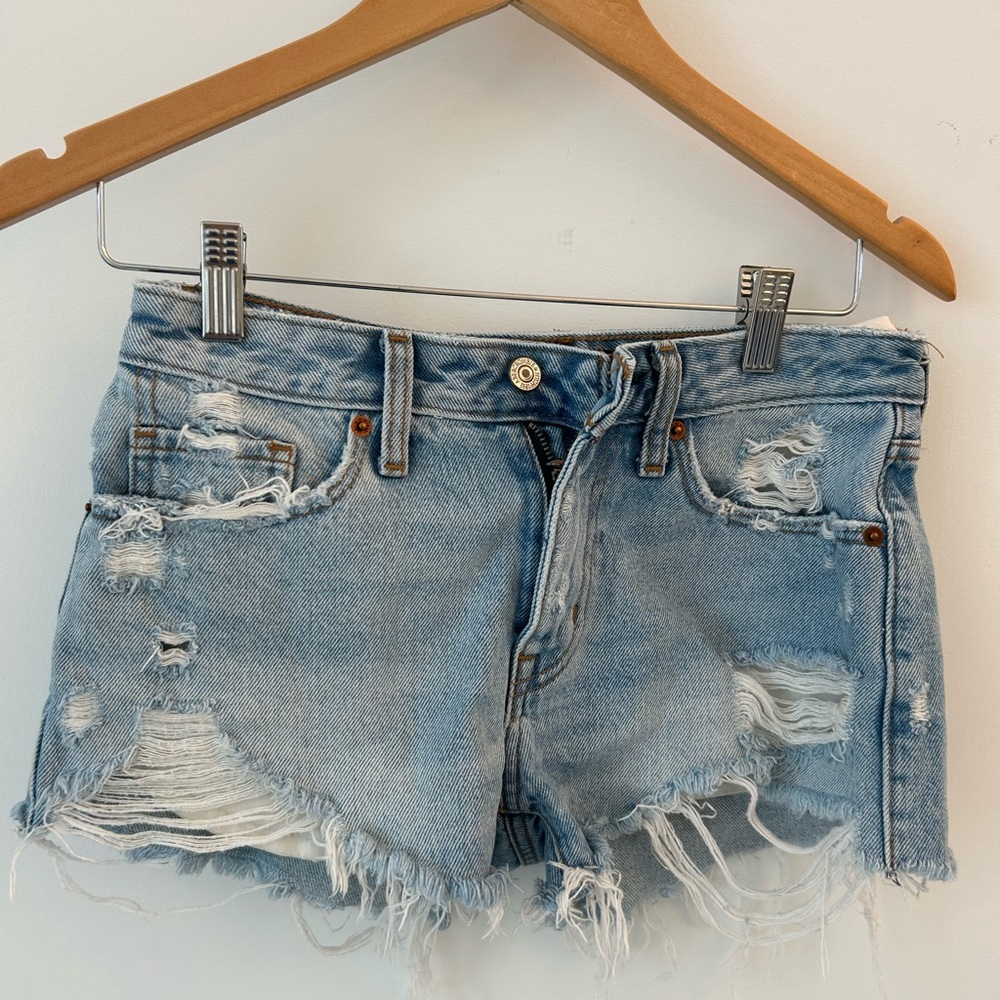 Abercrombie & Fitch Ripped Blue Jean Shorts